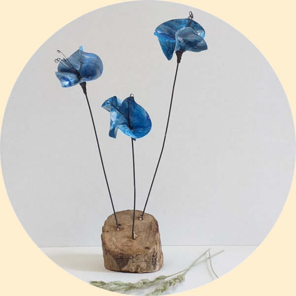 fleurs artificielles décoration cocooning fleurs champêtres bleues