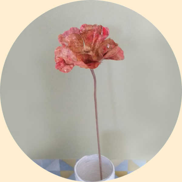 objet décoration cocooning fleur de pavot grand pavot rose orangé