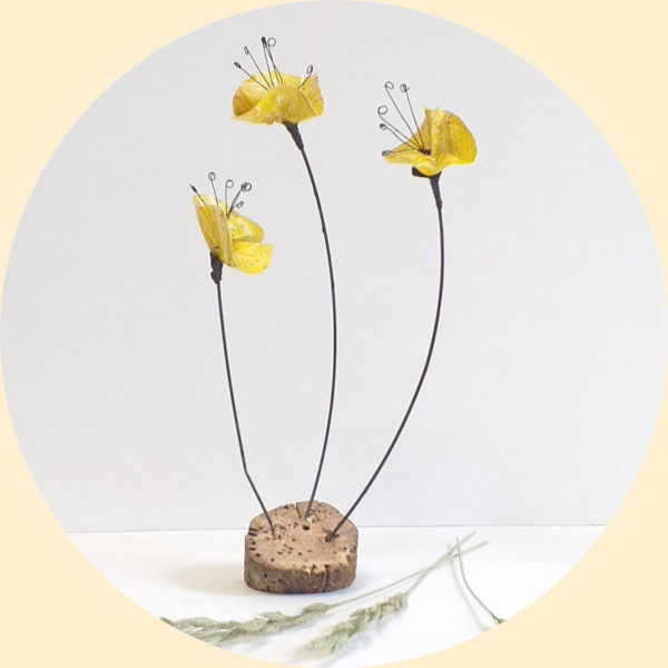 objet slow décoration fleurs des champs jaunes